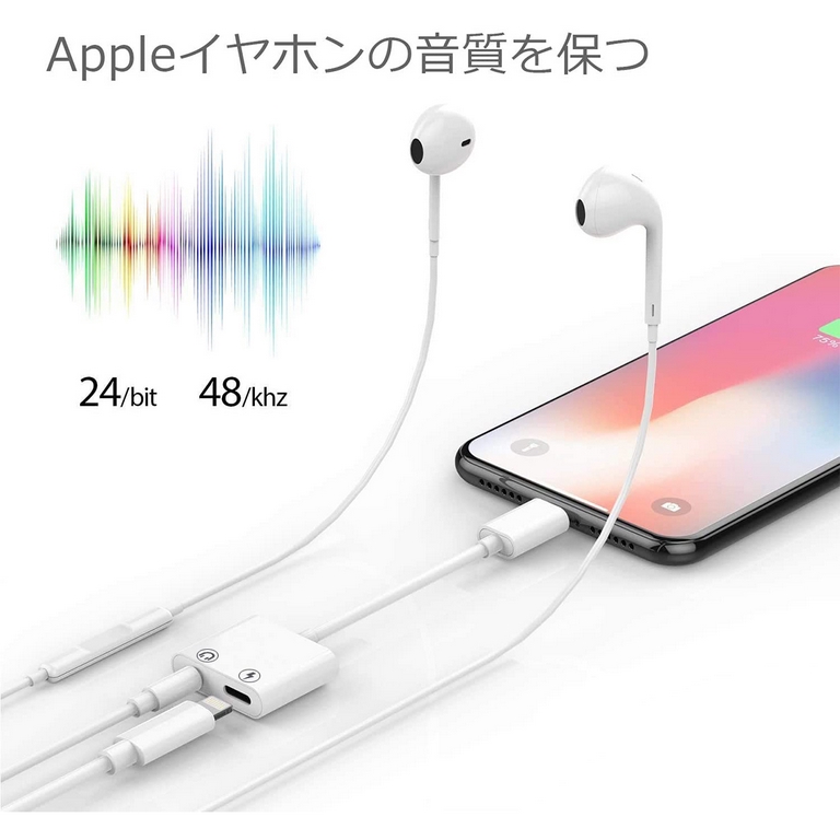 【断線に強い】iPhoneイヤホン変換ケーブル 同時に充電も可能な変換アダプタ 音楽再生も高音質で聴けるiPhone12 PRO MAX MINI対応 最新iOS390084
