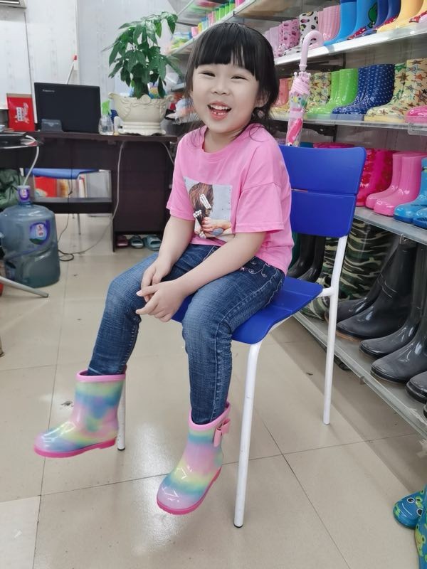 印象のデザイン 長靴 20cm レインブーツ 子供 女の子 ピンク レインボー