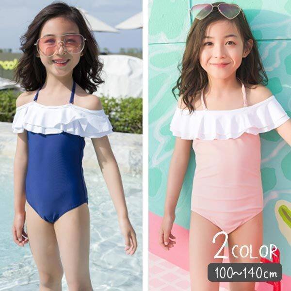 子供 キッズ 女の子 水着 ワンピース ノースリーブ 肩紐 おしゃれ お洒落 かわいい 可愛い 夏 スイムウェア 水遊び 海 プール 小学校 フリル スク水風 シェア買いならシェアモル 旧ショッピン