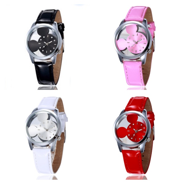 【在庫限り】レディース腕時計 ミッキーマウスをかたどった高級感のあるアナログクォーツ腕時計　軽量でプレゼントにもおすすめ【全4色】434716