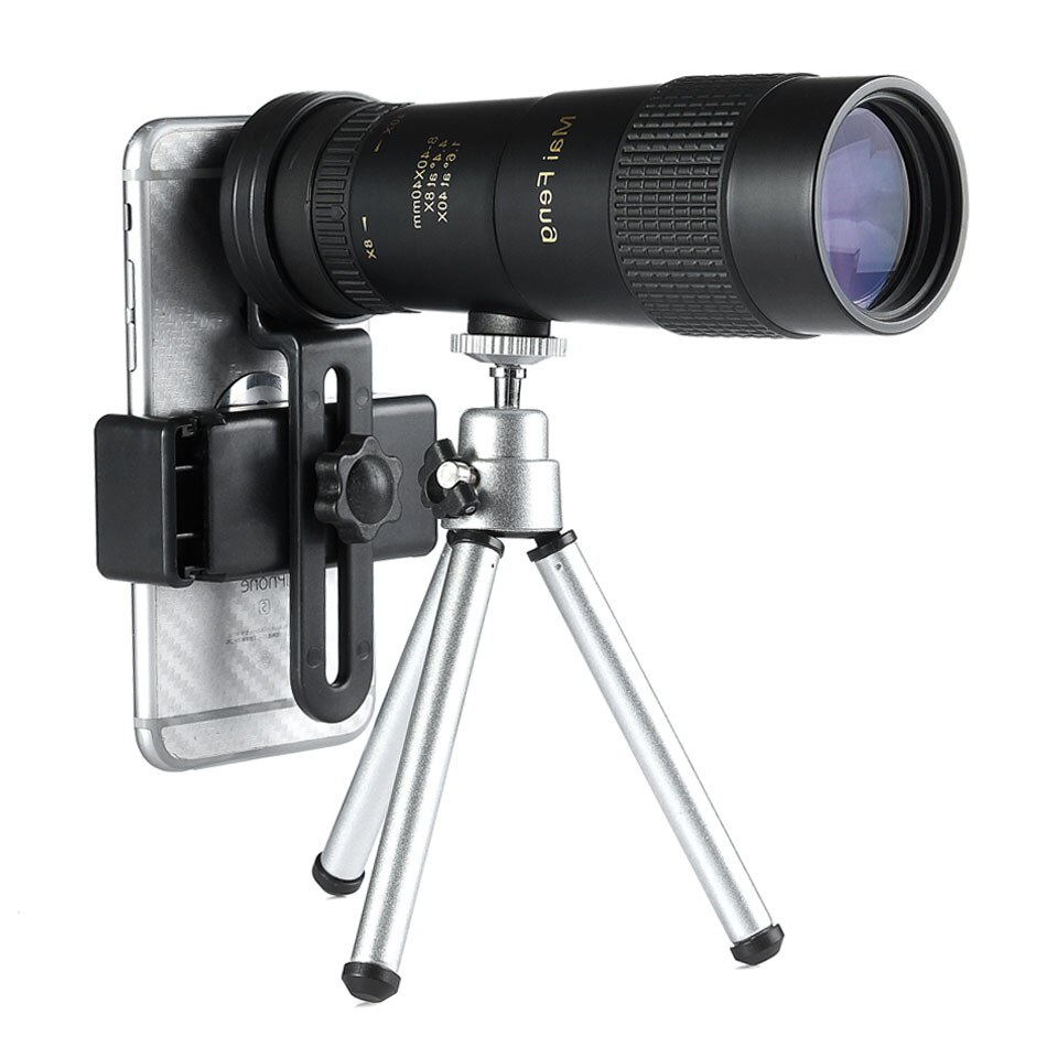 Maifeng 8-40x40単眼望遠鏡コンパクト格納式ズーム防水Bak4プロhd edガラスと三脚電話クリップ443085