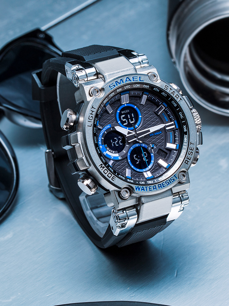 Smael 1803スポーツウォッチ メンズ腕時計 防水 デュアルタイム メンズミリタリー腕時計 耐衝撃 アラーム シェア買いならシェアモル 旧ショッピン