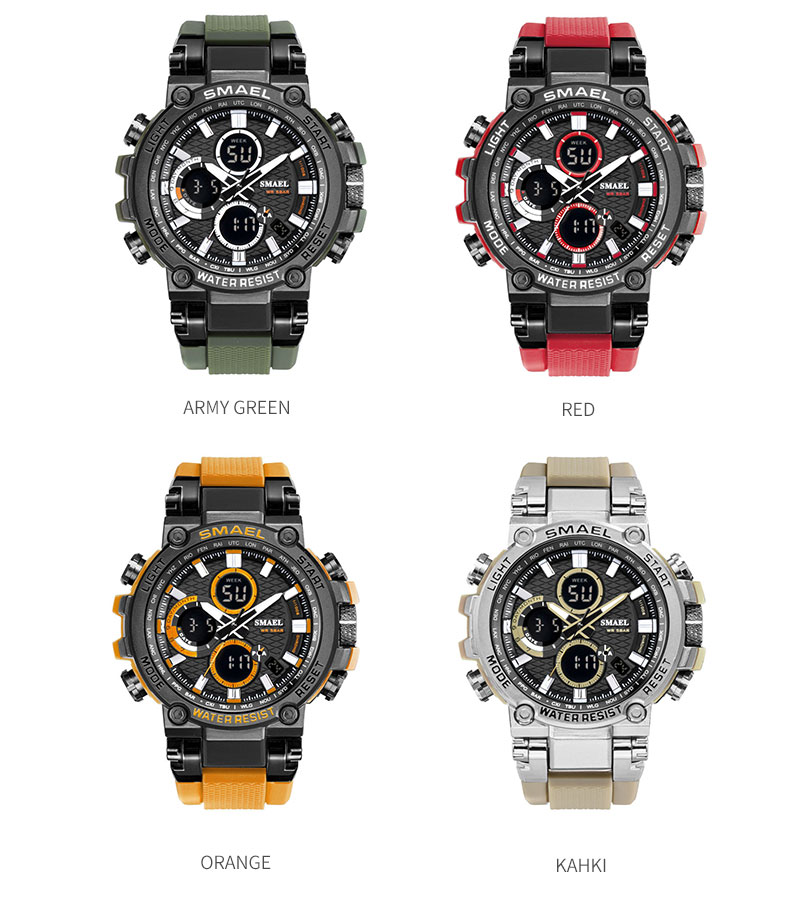 【Smael 1803スポーツウォッチ】メンズ腕時計 防水 デュアルタイム メンズミリタリー腕時計 耐衝撃 アラーム561615
