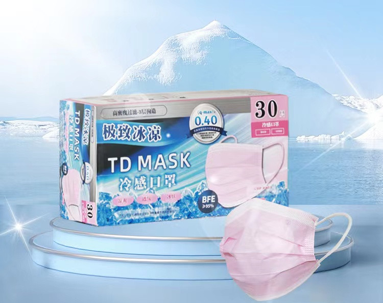 【ひんやり不織布マスク】冷感マスク 夏用 接触冷感 Q-max-0.32 30枚入り 60枚発送を致します。肌に優しい 高機能マスク 3層構造 使い捨てマスク 男女兼用961388