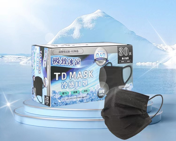 【ひんやり不織布マスク】冷感マスク 夏用 接触冷感 Q-max-0.32 30枚入り 60枚発送を致します。肌に優しい 高機能マスク 3層構造 使い捨てマスク 男女兼用961389