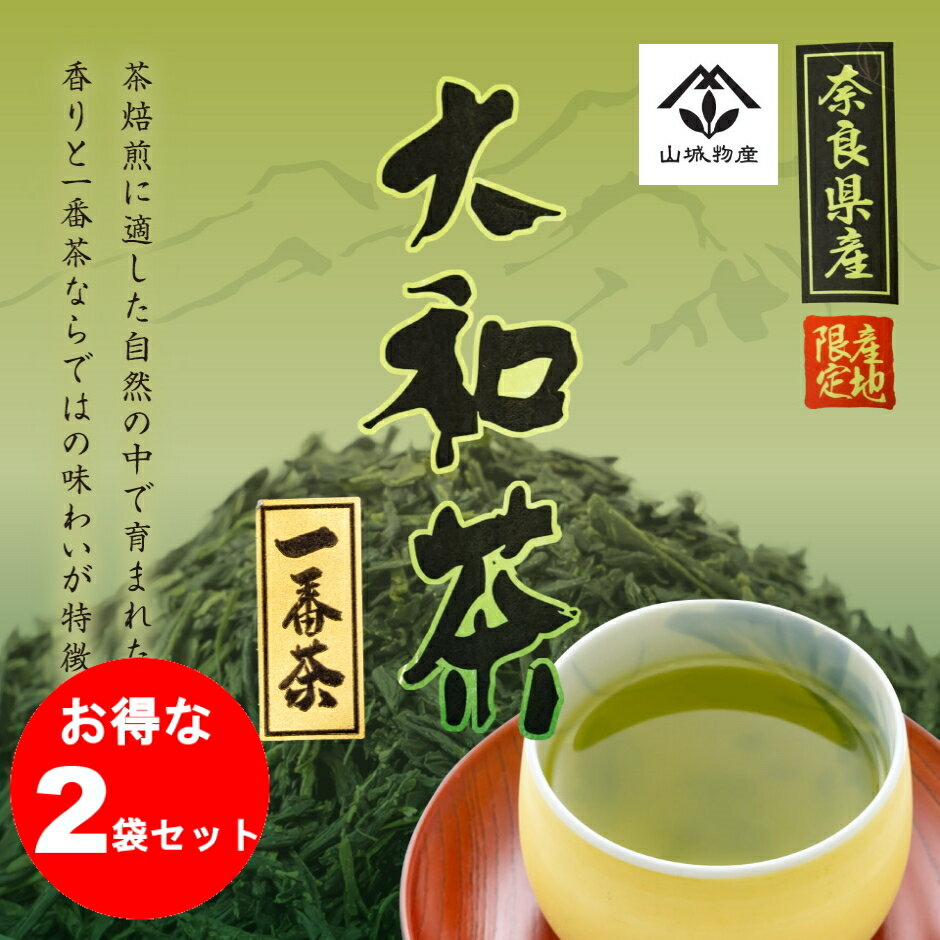 【お得な2袋セット】大和茶 一番茶 100gx2袋 日本茶 奈良 奈良県 山城物産 お茶734088