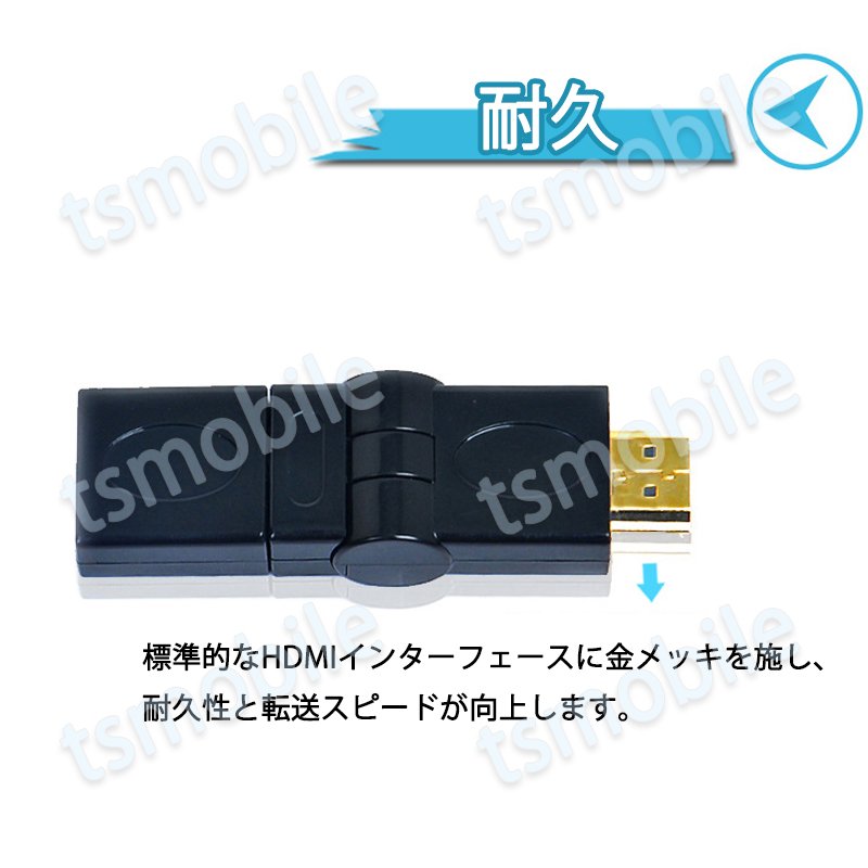 冬バーゲン☆】 HDMI 360° 角度変換 アダプタ 向き自由調整 90°〜270° 上曲げ 下曲げ コネクターオス⇔メス V1.4 1080P  方向 転換 標準HDMI HDMIケーブル整理 断線防止