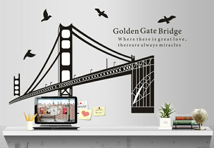 ウォールステッカー ゴールデンゲートブリッジ 壁紙 シール 賃貸OK はがせる 剥がせる DIY 模様替え インテリア Golden Gate Bridge 金門橋 アメリカ 西海岸 サンフランシスコ 太平洋 ゴールデンゲート海峡 吊り橋 送料無料825032