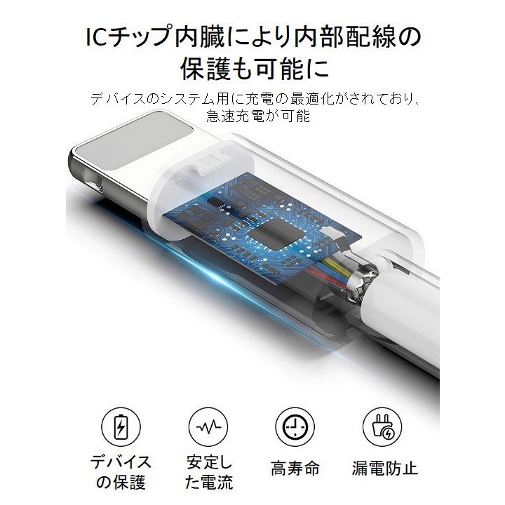 ライトニングケーブル iPhone おすすめ 2ｍ 3本セット 急速充電 USB