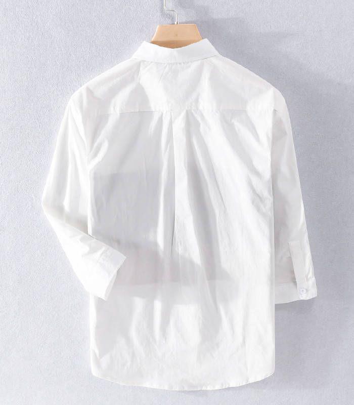 七分袖シャツ メンズシャツ ストライプ柄 切り替え カジュアルシャツ コットン900929