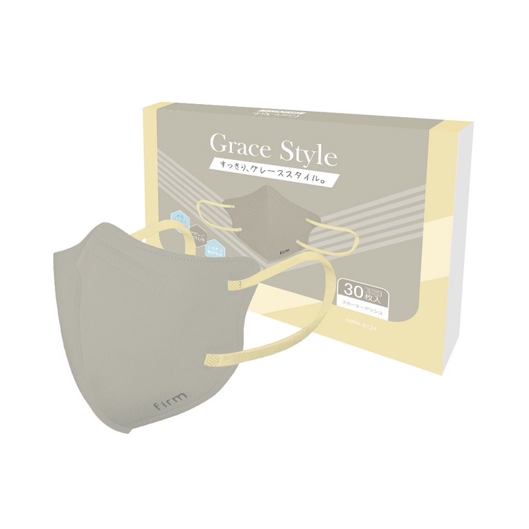 マスク 不織布 カラー バイカラーマスク 30枚入 3D立体マスク 個包装 4層構造 血色マスク Grace Style Mask 小顔効果 ファッション Firm Mask ハチイロマスク910462