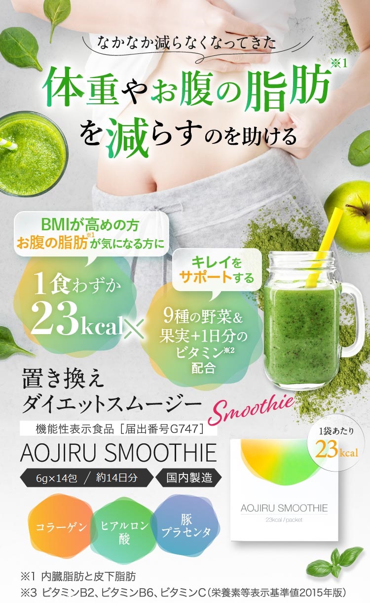 機能性表示食品　AOJIRU SMOOTHIE（青汁スムージー）14包　置き換えダイエットスムージー907103
