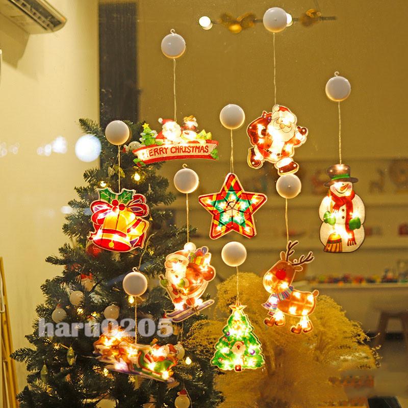 LEDライト クリスマス 飾り付け ショーウインドー ペンダントライト クリスマスツリー 飾り 電池式 サンタ 星 ベル 窓 ガラス Xmas  パーティー アクセサリー | シェア買いならシェアモル（旧ショッピン）