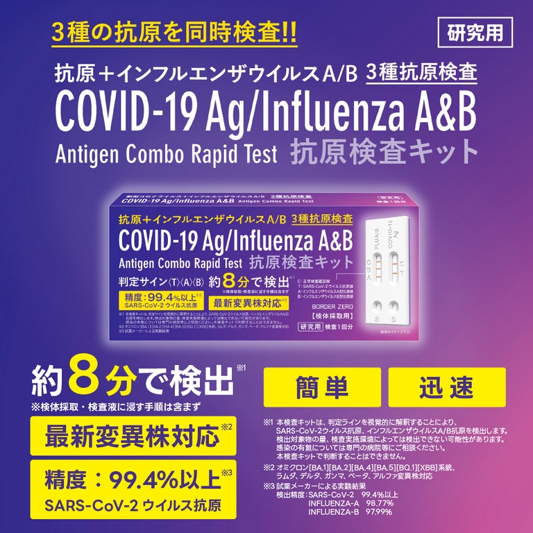 2回分 抗原検査キット3in1 鼻腔検査 インフルエンザA/B 新型コロナウイルス 3種同時検査キット 変異株対応 研究用937080