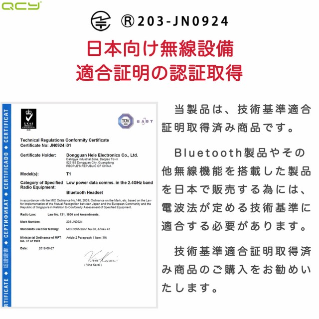 イヤホン ワイヤレスイヤホン QCY T5 Bluetooth5.0 ヘッドセット 日本語取扱説明書付940650