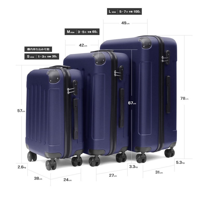 【3個セット】【全4カラー】スーツケース 3サイズSET 2way/3way スクエア 大容量 キャリーバッグ キャリーケース　※北海道・沖縄・離島は別途送料がございます。941544