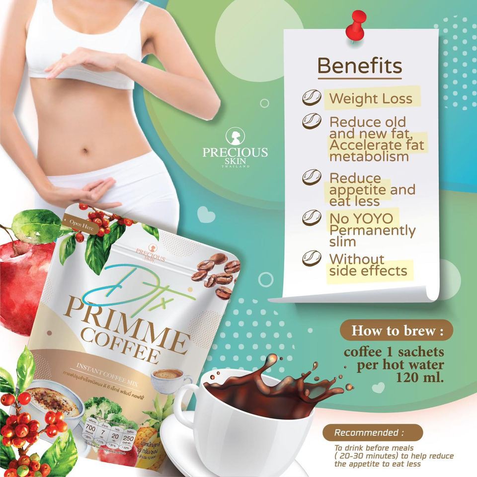 1pack*15sachets DTX PRIMME COFFEE burn fat faster and keep your body fit and slim945785