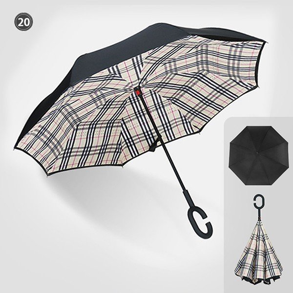 【逆さ傘】完全遮光で晴雨兼用の逆さ傘 逆開きになるので濡れた面が内側に！水滴が漏れにくい設計に298616