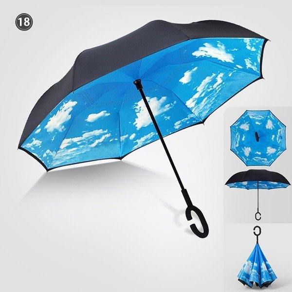 【逆さ傘】完全遮光で晴雨兼用の逆さ傘 逆開きになるので濡れた面が内側に！水滴が漏れにくい設計に298620