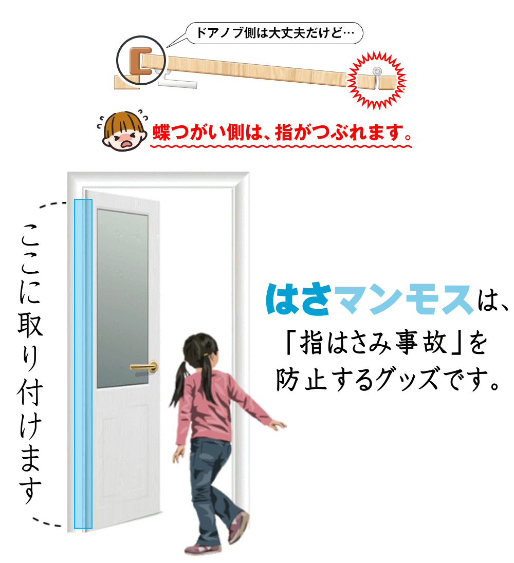 ドアへの指挟み防止器具【はさマンモス】 (強粘着135cm表用) | シェア買いならシェアモル（旧ショッピン）