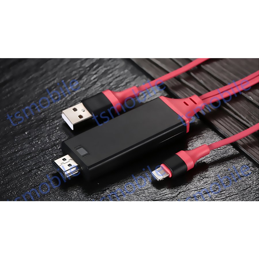 赤lightning HDMI変換ケーブル1080P HD画質iPhone Lightning Digital ライトニング HDMI 変換アダプター  スマホ アップル | シェア買いならシェアモル（旧ショッピン）