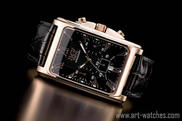 【JMW TOKYO】ブラック&ローズゴールド 角型 ローマン 上級 クロノグラフ 本革ベルト 腕時計【世界限定300本】307635