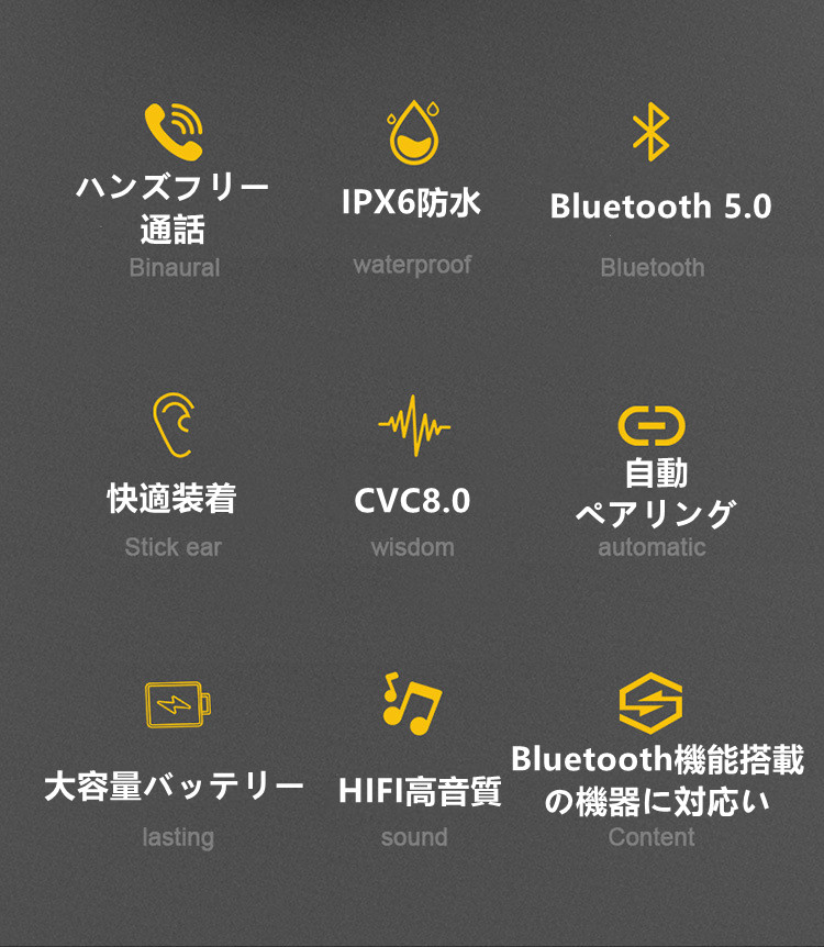 【高性能なのに低価格！！】最先端Bluetooth 5.0+EDRが搭載されたワイヤレスイヤホン 瞬時接続のHi-Fi高音質 IPX6防水でSiriにも対応/AAC対応/左右分離型/ios/Android/windowsカラーは全4色616196