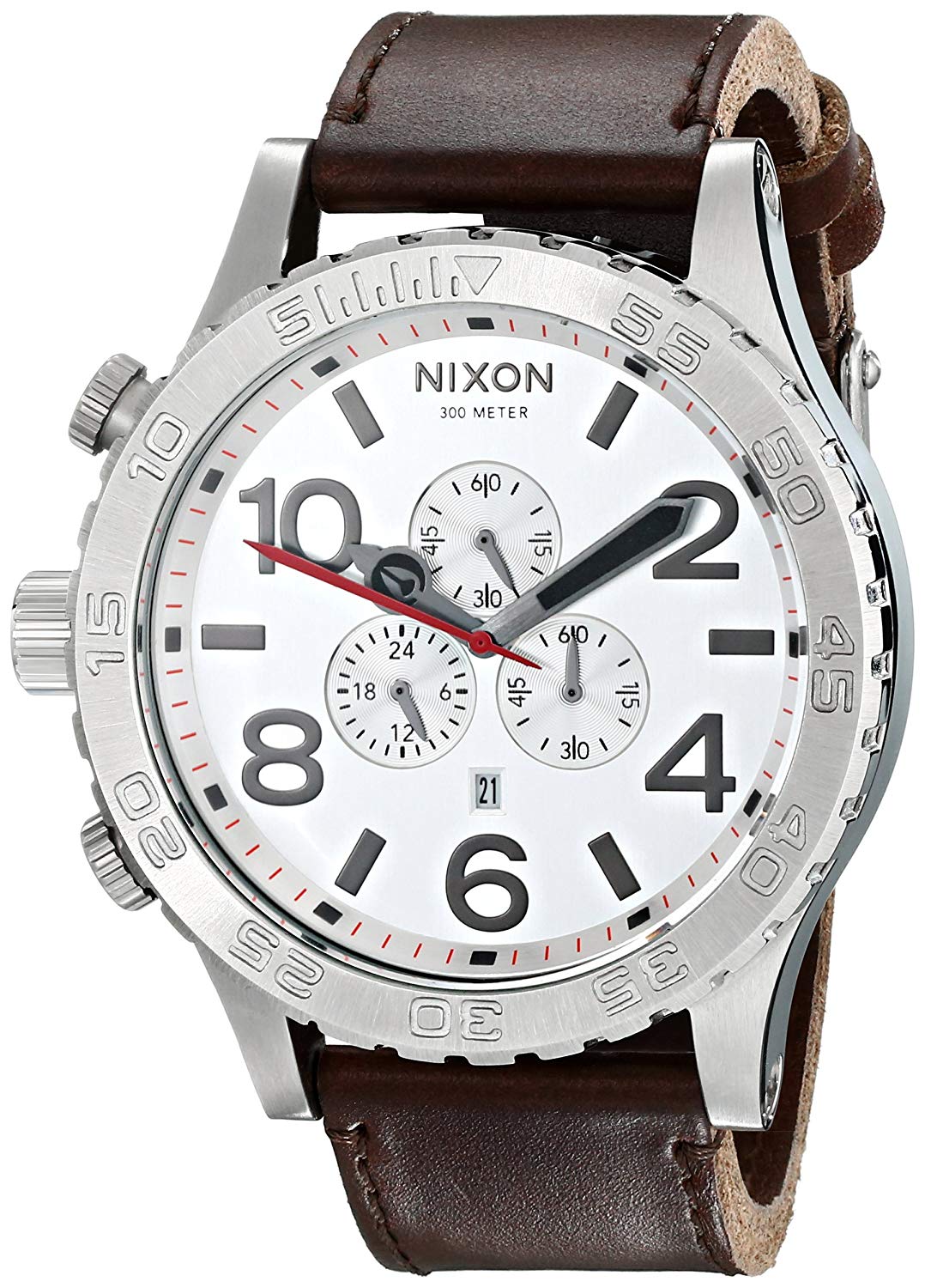 ニクソン 腕時計 NIXON 51-30 　A124-1113　シルバー＆ブラウンレザーベルト仕様　A1241113　並行輸入品　1年保証付314661