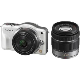 パナソニック ミラーレス Panasonic LUMIX DMC-GF3 ダブルレンズキット シェルホワイト 中古 新品SDカード付き 届いてすぐに使える