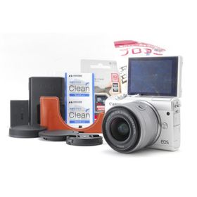 【美品】Canon キヤノン EOS M100 ホワイトカラー レンズキットセット SD(32GB)カード、おまけ付 １ヶ月保障付