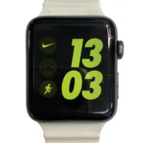 【美品⭐️アップル ウォッチ】 ナイキ シリーズ 3 (GPS) Apple Watch 3 NIKE GPS ケースH42×W38mm スペースグレイアルミニウムケース ホワイトNikeスポーツバンド （AYA）