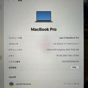 MacBook Pro 16インチ 2019年 MVVJ2J/A