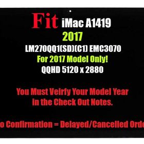 iMac Retina 27インチ 5K 2017 IPS LCDスクリーンディスプレイ LM270QQ1 SDC1 SD C1 A1419 Mid 2017 5120x2880 MNE92LL/A MNEA2LL/A MNED2LL/A EMC 3070