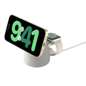 Belkin 2 in 1 MagSafe充電器 最大15W高速充電 ワイヤレス充電器 MagSafe公式認証 iPhone 15/14/13/12 Apple Watch 9/8/7/Ultra 高速充電対応 USB-Cケーブル付属(1.5m) AC電源アダプタの付属なし サンド WIZ020btH37