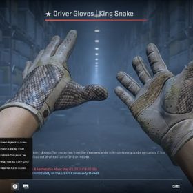 Driver Gloves King Snake 戦いで傷ついた | カウンターストライク(CSGO)のアイテム、RMTの販売・買取一覧