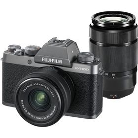 富士フイルム ミラーレス FUJIFILM X-T100 ダブルズーム ダークシルバー 中古 Wi-Fi ＆ Bluetooth搭載 新品SDカード付き 届いてすぐに使える