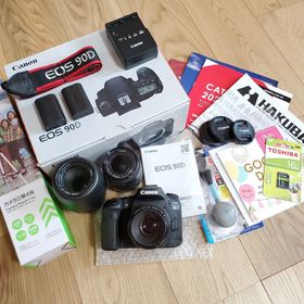 キヤノン(Canon)の長期保証 EOS 90D 純正レンズ３本＆おまけレンズ２本 バッテリー２個＆三脚(デジタル一眼)
