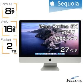 パソコン 中古 一体型 iMac i9 2019 27インチ 5K Retina Apple A2115 Core i9 8コア 16GBメモリ 2TB Fusion Drive Thunderbolt3 カメラ モニター VRAM 8GB