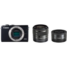 キヤノン Canon EOS M100 EF-M 15-45mm 22mm 単焦点 ダブルレンズキット ブラック ミラーレス一眼 カメラ 中古