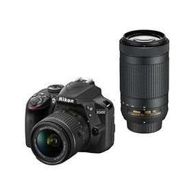 Nikon デジタル一眼レフカメラ D3400 ダブルズームキット ブラック D3400WZ(中古品)