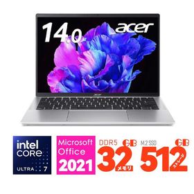 14型 2K エイサー Acer ノートパソコン Swift Go 14 SFG14-72-H73Y/F Core Ultra 7 155H メモリ:32GB SSD:512GB Windows11 Wi-Fi 6E 展示品 Office2021