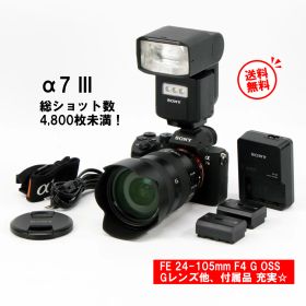 【極上品☆】 SONY ソニー α7 III / ILCE-7M3 【総ショット数わずか4,800枚未満！】標準ズームレンズ FE 24-105mm F4 G OSS / SEL24105G 他、付属品多数！【中古 α7 III デジタル一眼カメラ ミラーレス 動作テスト良好◎ 一ヶ月保証付 送料無料】