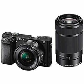 SONY ミラーレス一眼 α6000 ダブルズームレンズキット E PZ 16-50mm F3.5-5.6 OSS + E 55-210mm F4.5-6.3 OSS ブラック ILCE-6000Y B 9jupf8b(ミラーレス一眼)