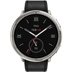 Amazfit アマズフィット スマートウォッチ Amazfit Active 2 Round ブラック レザー プレミアムバージョン 44mm sp170073-C225