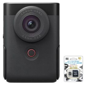マイクロSDカード16GB付き【送料無料】Canon キヤノン PowerShot V10 BK ブラック コンパクト Vlogカメラ【転送不可】【unable to transfer】