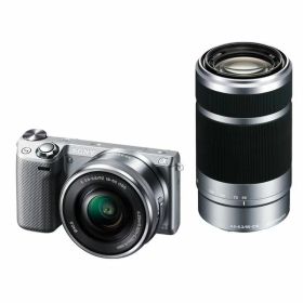 【中古】【1年保証】【美品】SONY NEX-5T ダブルズームレンズキット (PZ 16-50mm + E 55-210mm) シルバー [NEX-5TY]