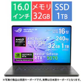 エイスース ASUS ゲーミングノートPC/ROG Zephyrus G16/16型/Ryzen AI 7 350/メモリ 32GB/SSD 1TB/GeForce RTX 5070/Windows 11 Home/エクリプスグレー GA605KP-AI7R5070G
