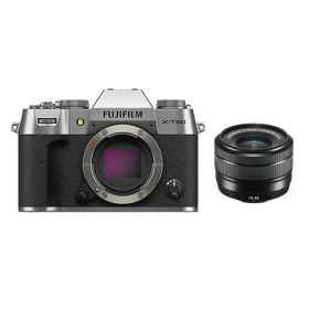 【当店オリジナル3年延長保証付】富士フイルム X-T50 JP XC15-45 キット シルバー 日英2言語設定モデル