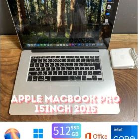【中古】送料無料［良品/新品バッテリー］Apple MacBook Pro 15inch 2015/Core i7 2.2GHz/16GB/SSD512GB/Windows11/Office 2024保証あり 初期設定不要 無料サポート