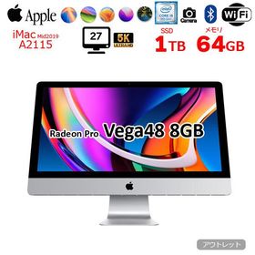 Apple iMac 27inch MRR12J/A A2115 5K 2019 一体型 選べるOS Radeon Pro Vega48 [Core i9 9900K 64GB SSD1TB 無線 BT カメラ 27インチ ]:アウトレット